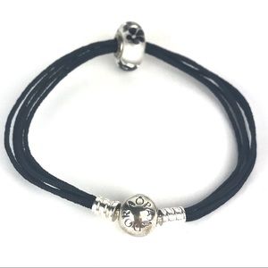 Pandora 5 Stand Black Bracelet & Blossum Bead